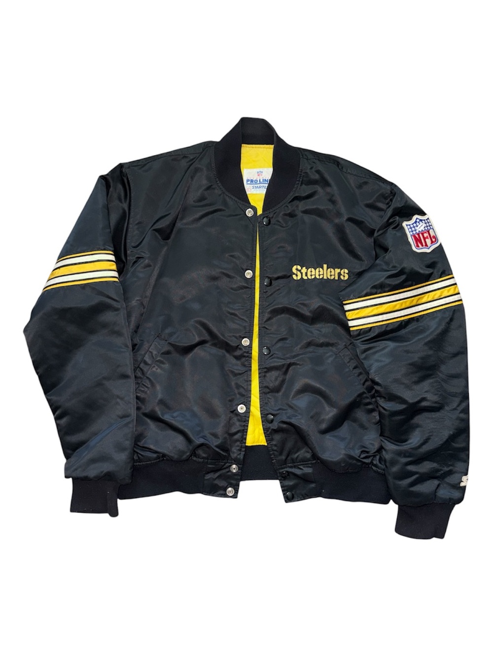 Pittsburgh Steelers Vintage Satin Bomber Jacket, Black